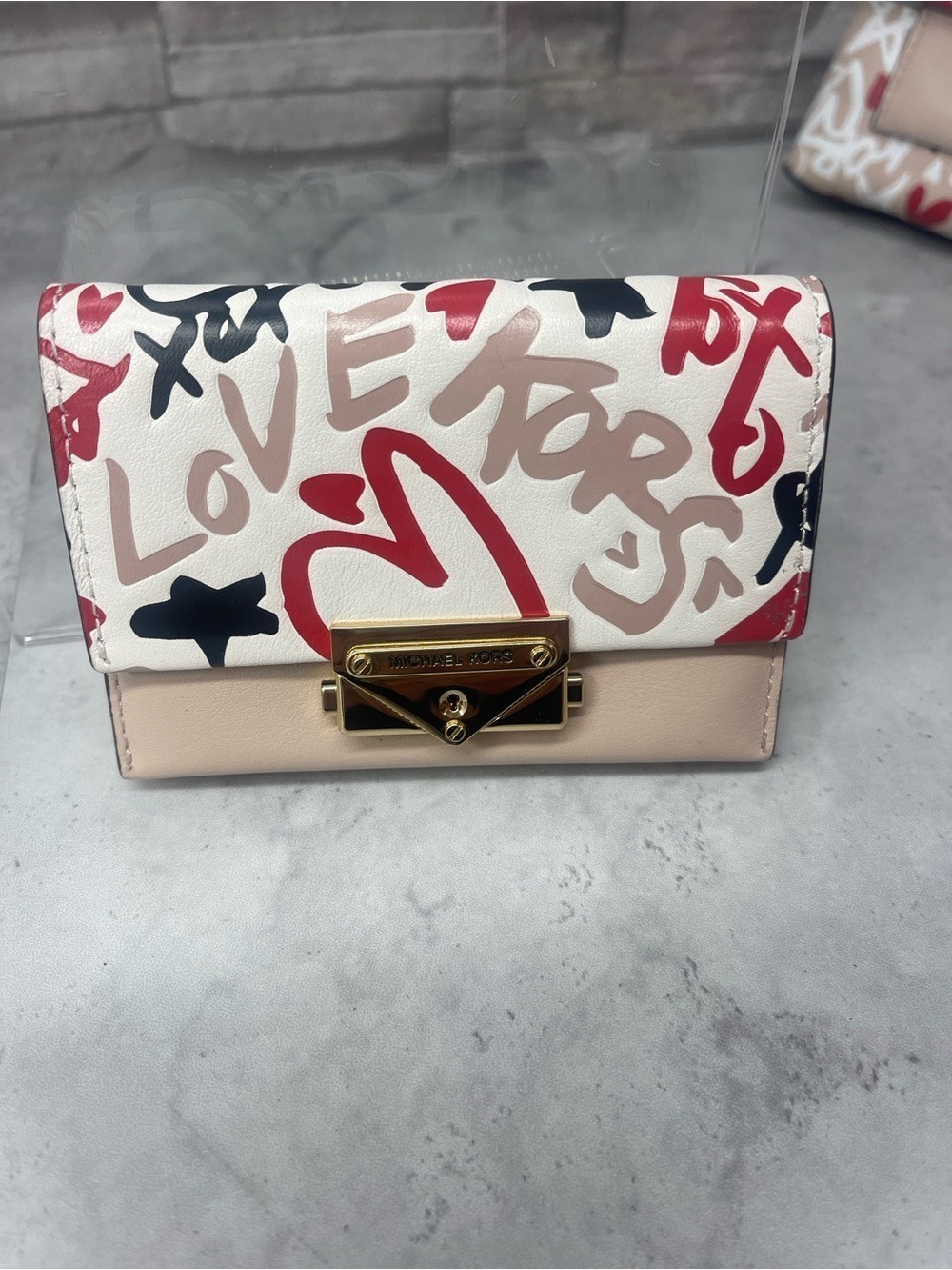 Michaek Kors Cece Medium Chain Shoulder Bag with Matching Wallet Pink Grafitti - Picture 12 of 16